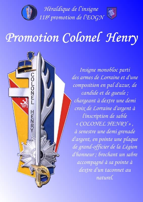 Héraldique de la promotion Colonel Adrien Henry