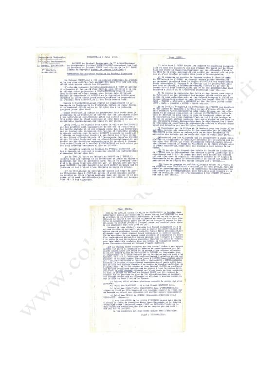 Originaux du rapport général Inspecteur gendarmerie du 2 juin 1945