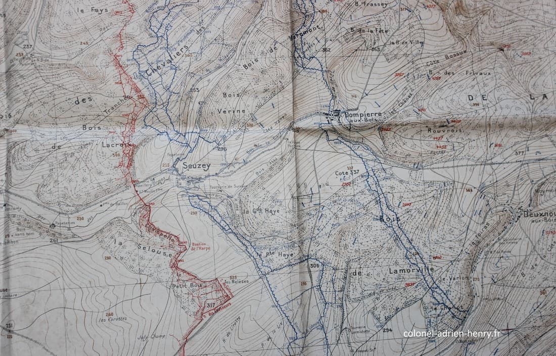 Carte d'État-Major des tranchées à l'est de Lacroix-sur-Meuse