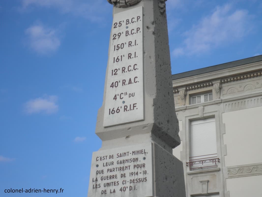 Liste des unités de Saint-Mihiel en 1914