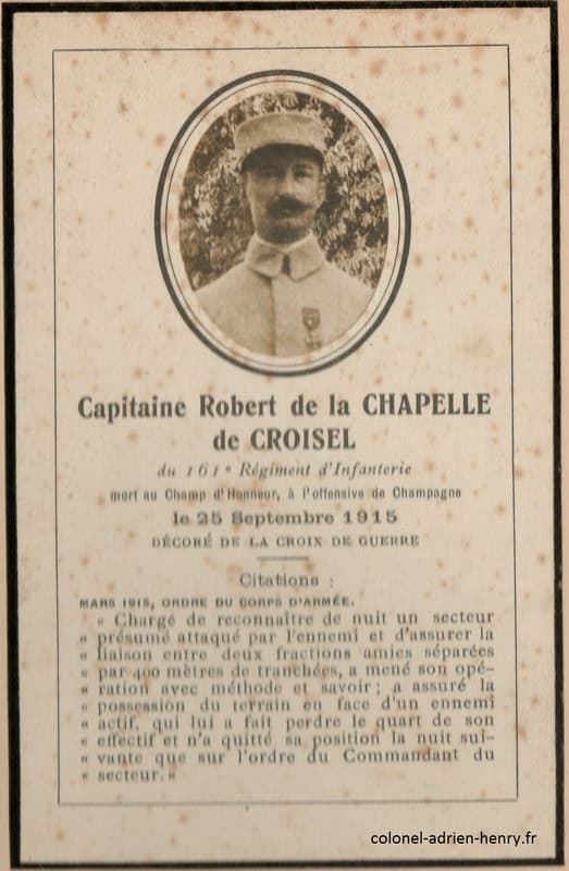 Faire-part de décès du capitaine