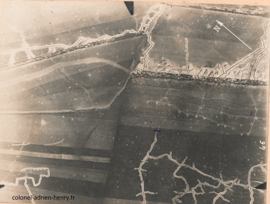 Photo aérienne montrant le point d'attaque de sa section