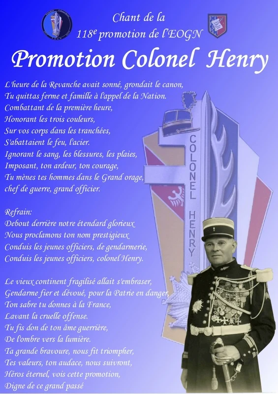 Paroles du chant de promotion 2012 Colonel Adrien Henry