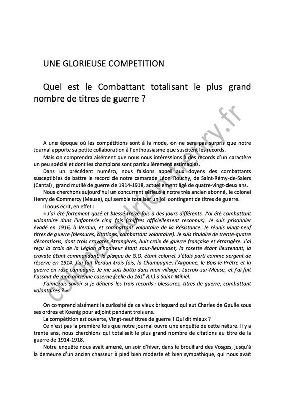 Article on Colonel Adrien Henry's war titles