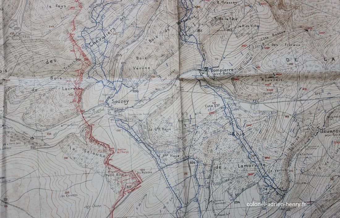 Carte d'État-Major des tranchées à l'est de Lacroix-sur-Meuse