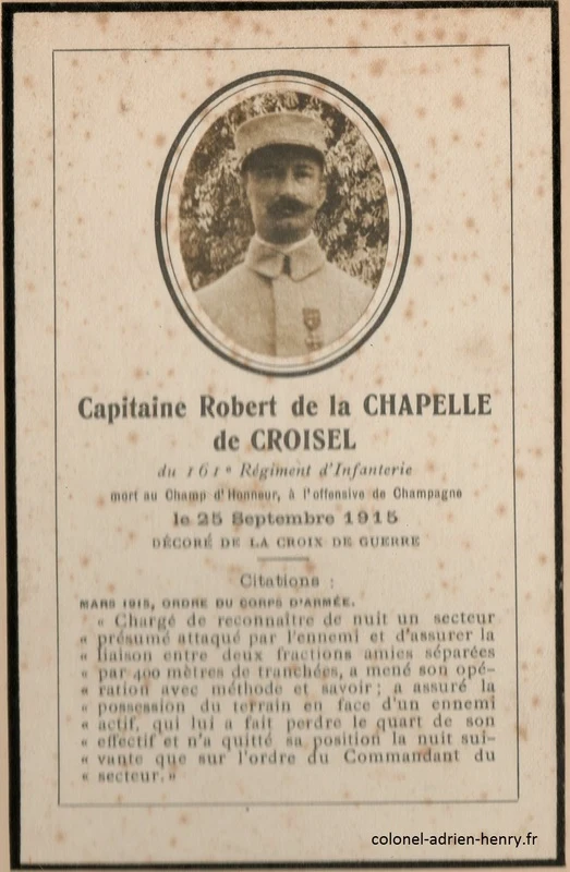 Faire-part de décès du capitaine