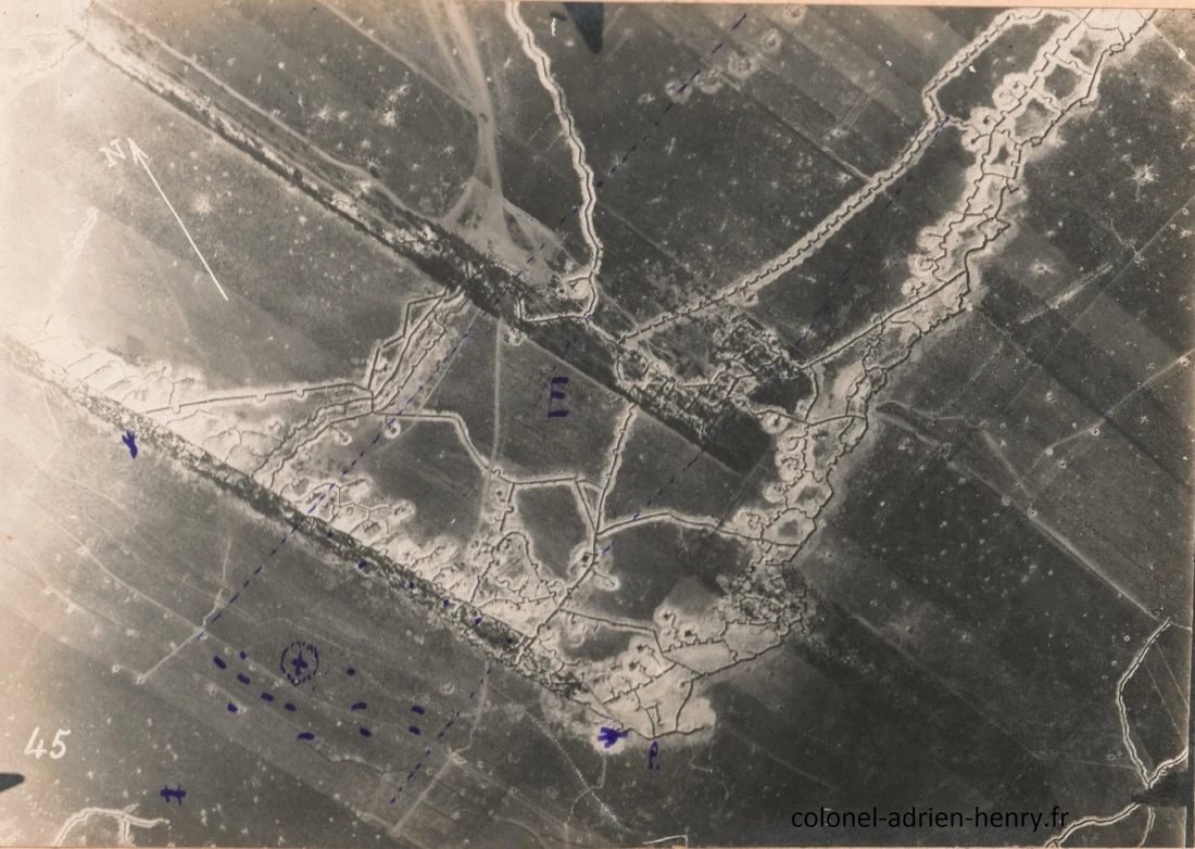 Location where Adrien Henry was found by stretcher-bearers
