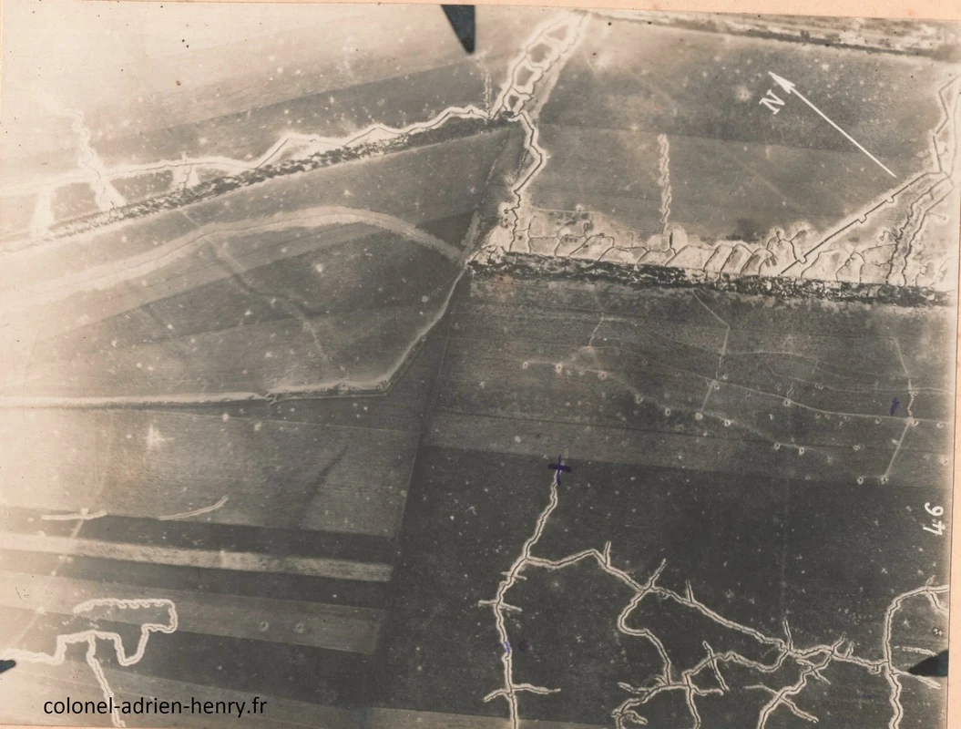 Aerial photograph showing the exact point of his platoon's attack